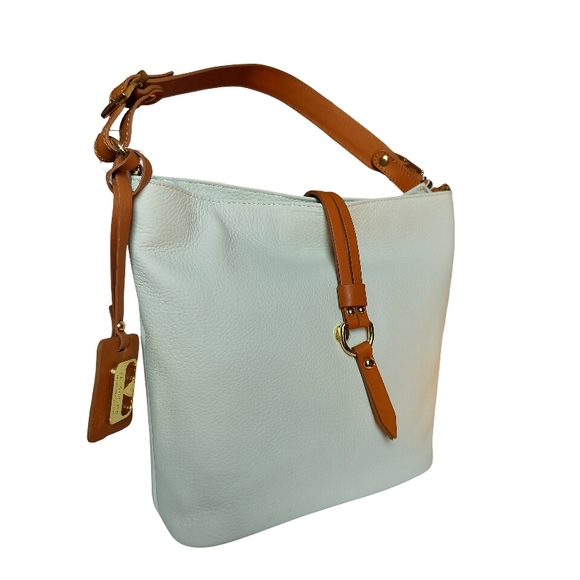 Valentina White and Tan Genuine Italian Leather Shoulder Bag NWT - Picture 4 of 8